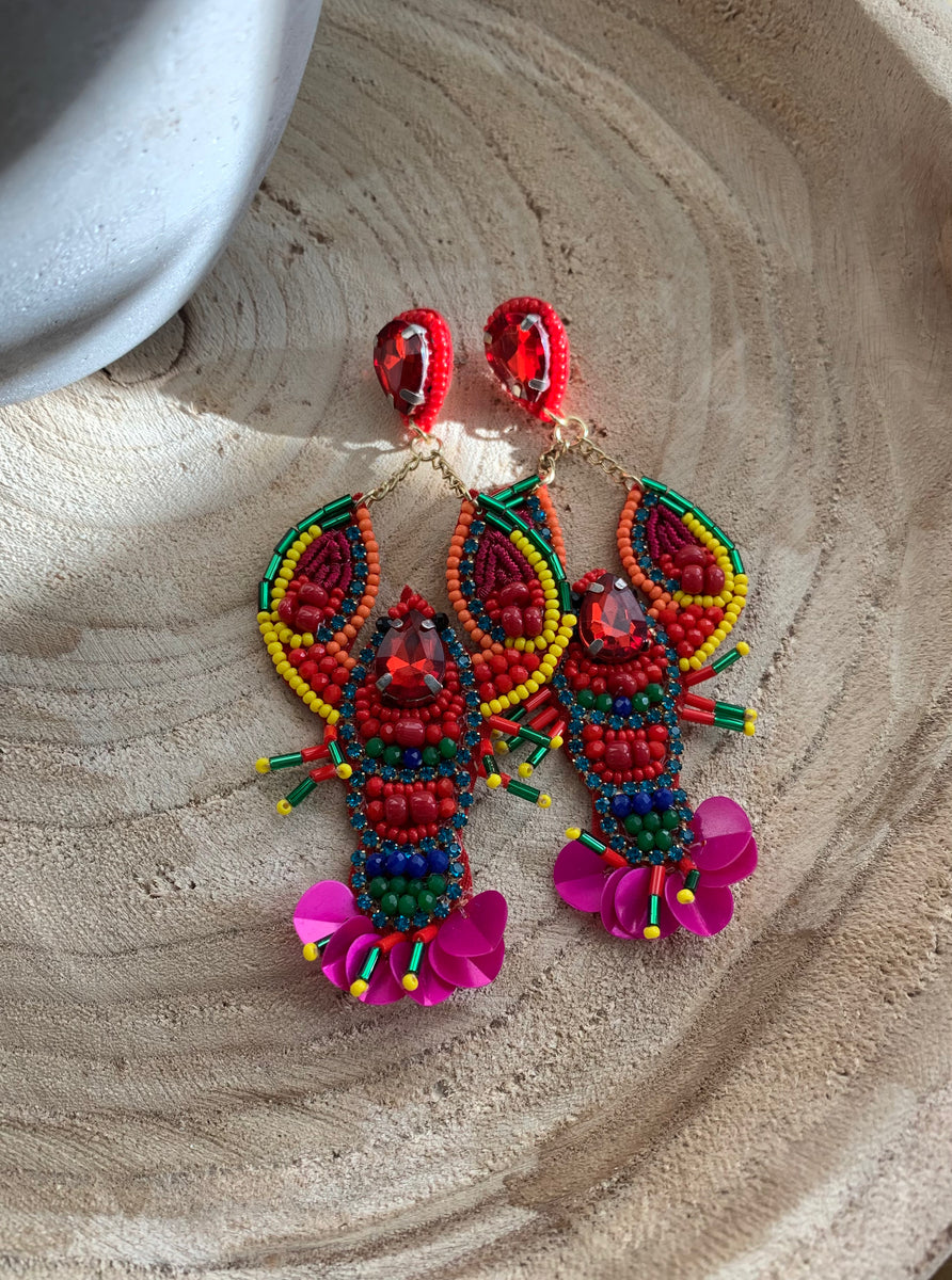 Beaded deals crawfish earrings