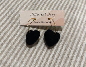 Tiny Felt Heart Hoops