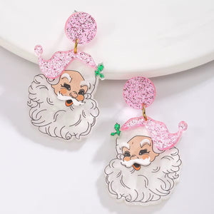 Pink Santa earrings