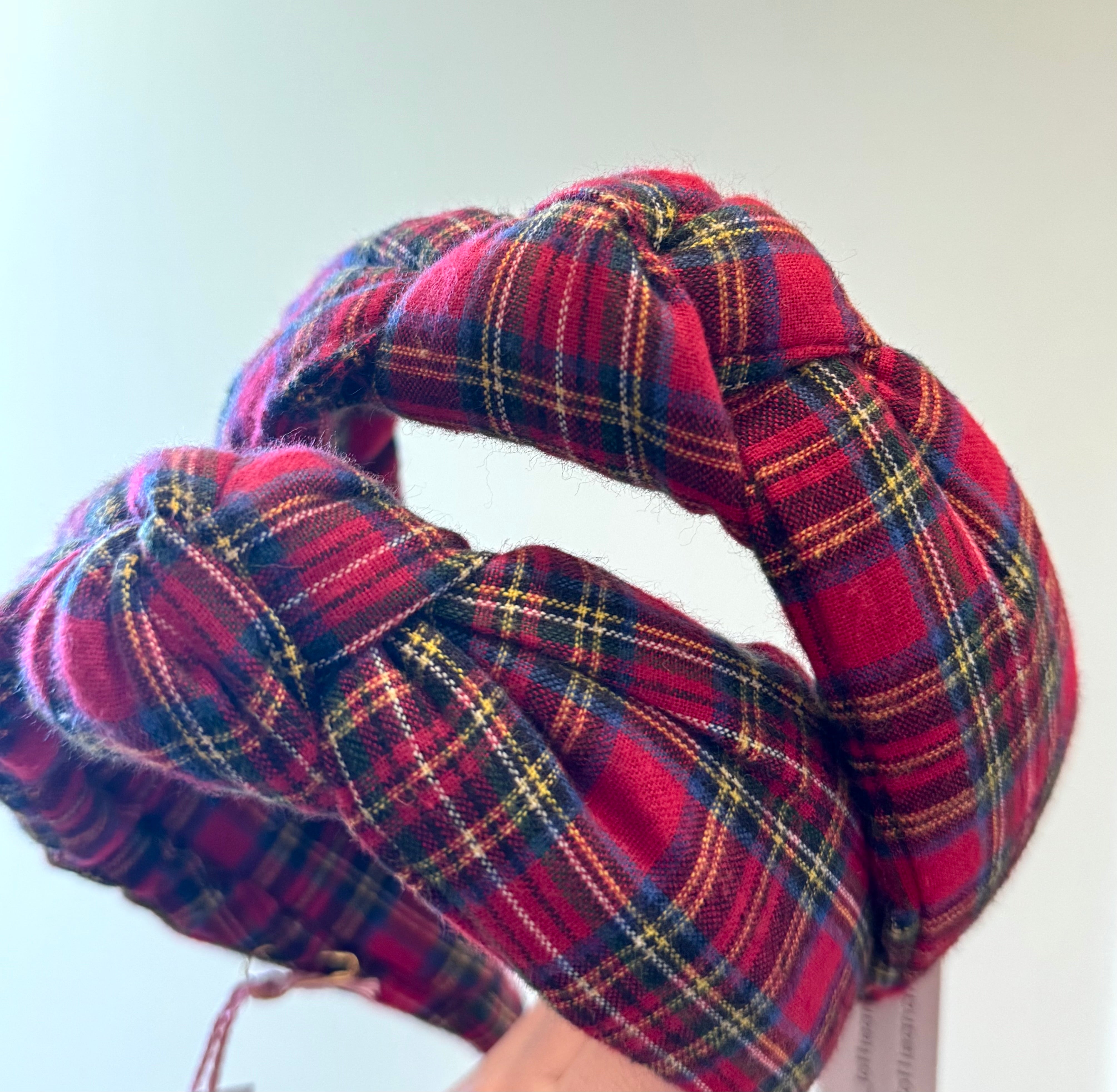 Red tartan plaid headband