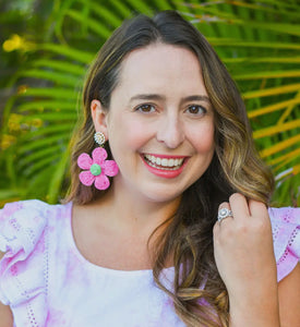 Raffia Flower earrings