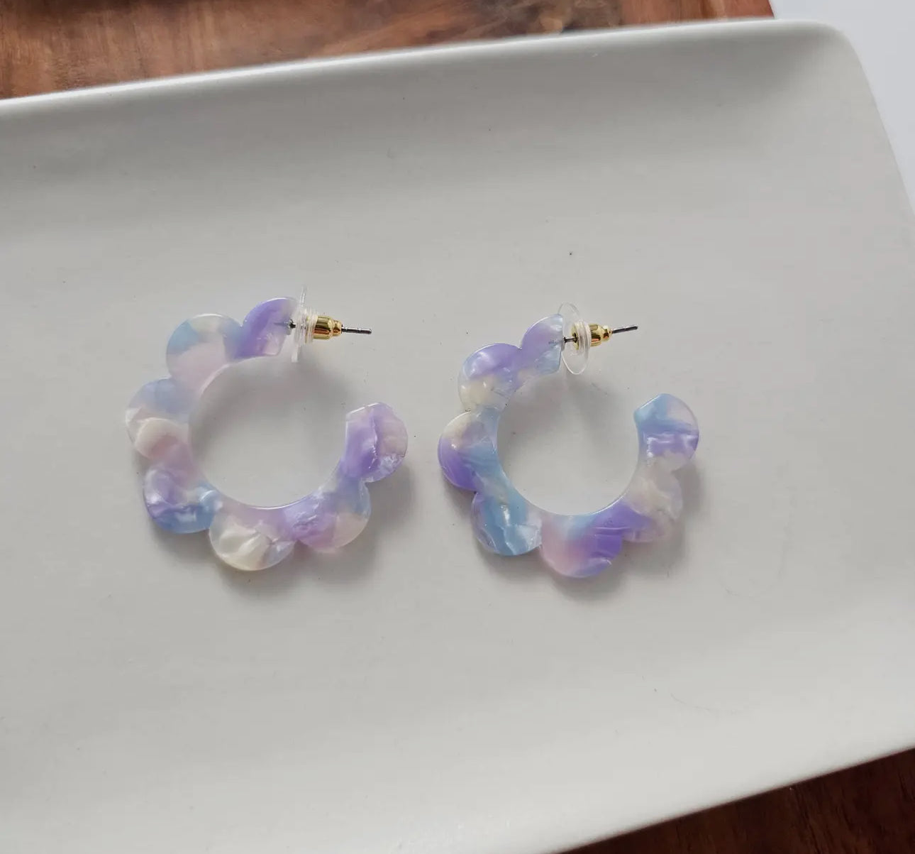 Purple Scalloped Hoops