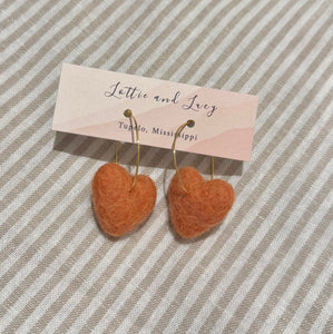 Tiny Felt Heart Hoops