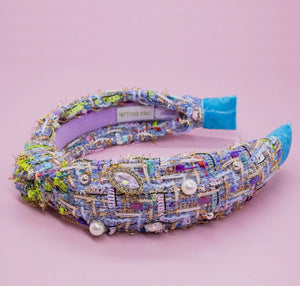 Kids Blue Embellished tweed