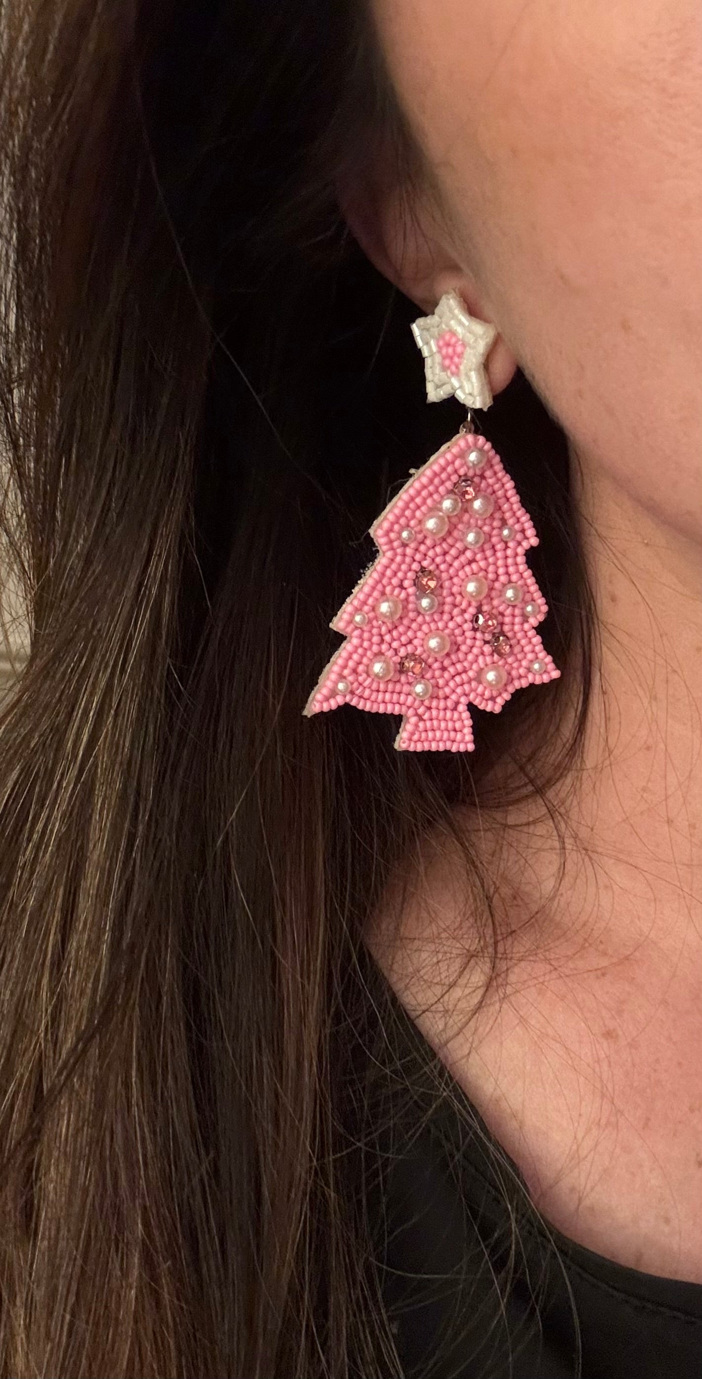 Pink Christmas Tree earrings