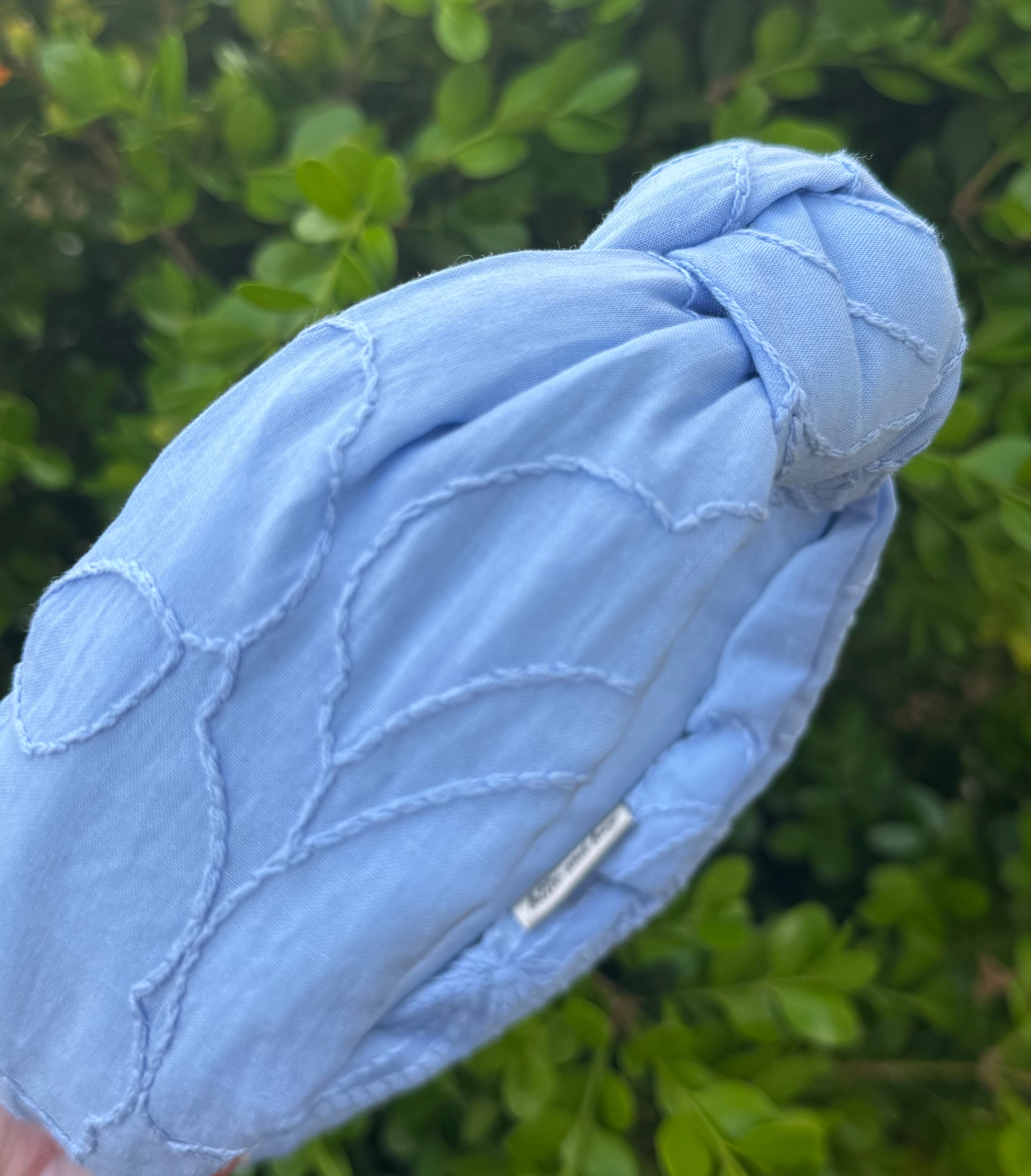 Powder Blue embroidered headband