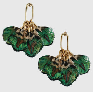 Mallard fall feather earrings