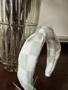 Mint Check knotted headband