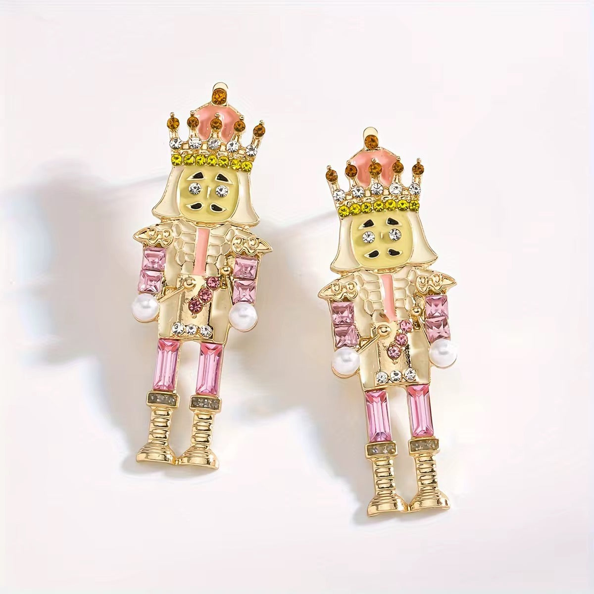 Pink nutcracker earrings