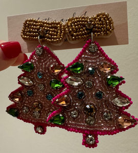 Pink Christmas Tree earrings