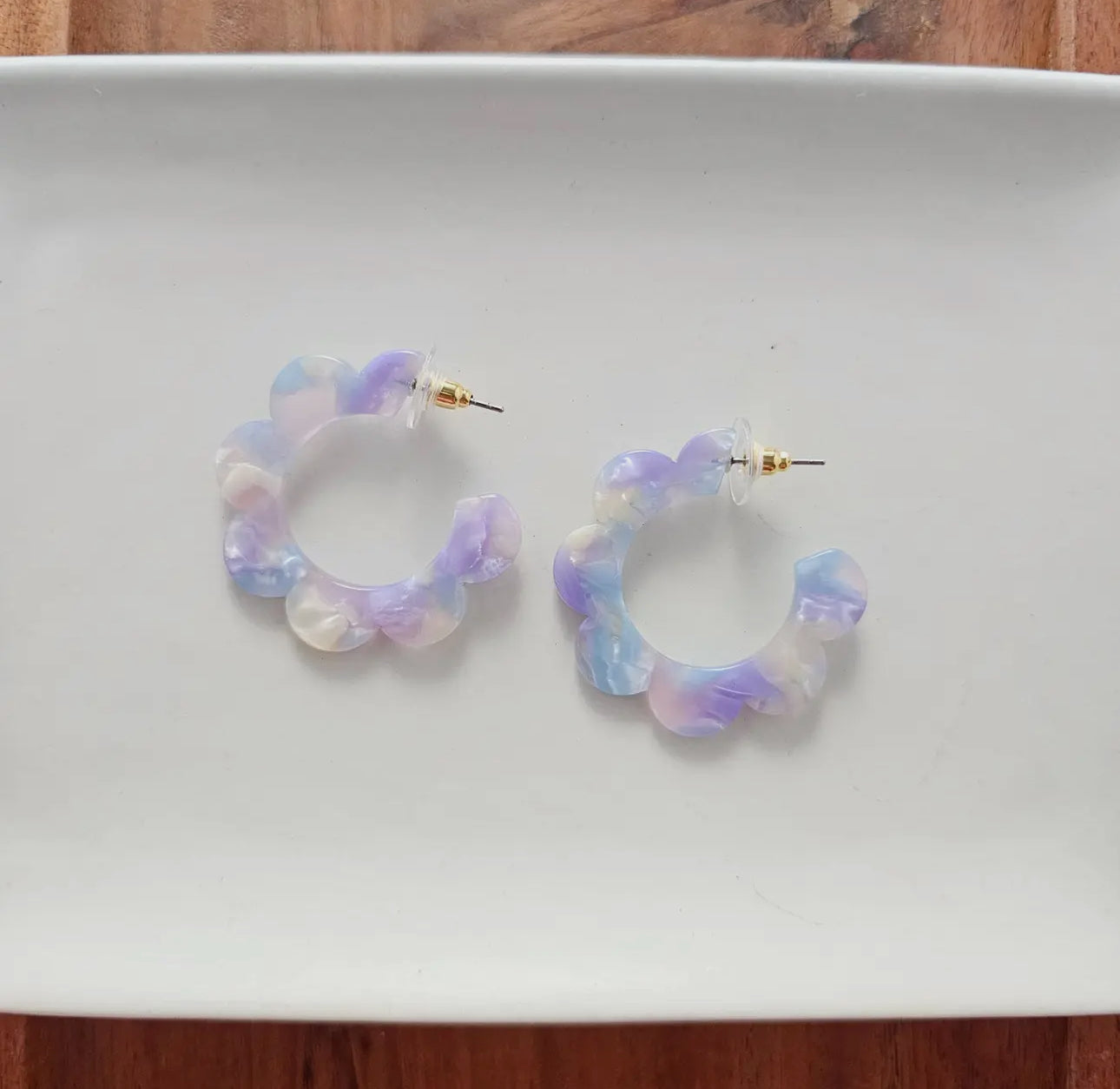 Purple Scalloped Hoops
