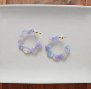 Purple Scalloped Hoops