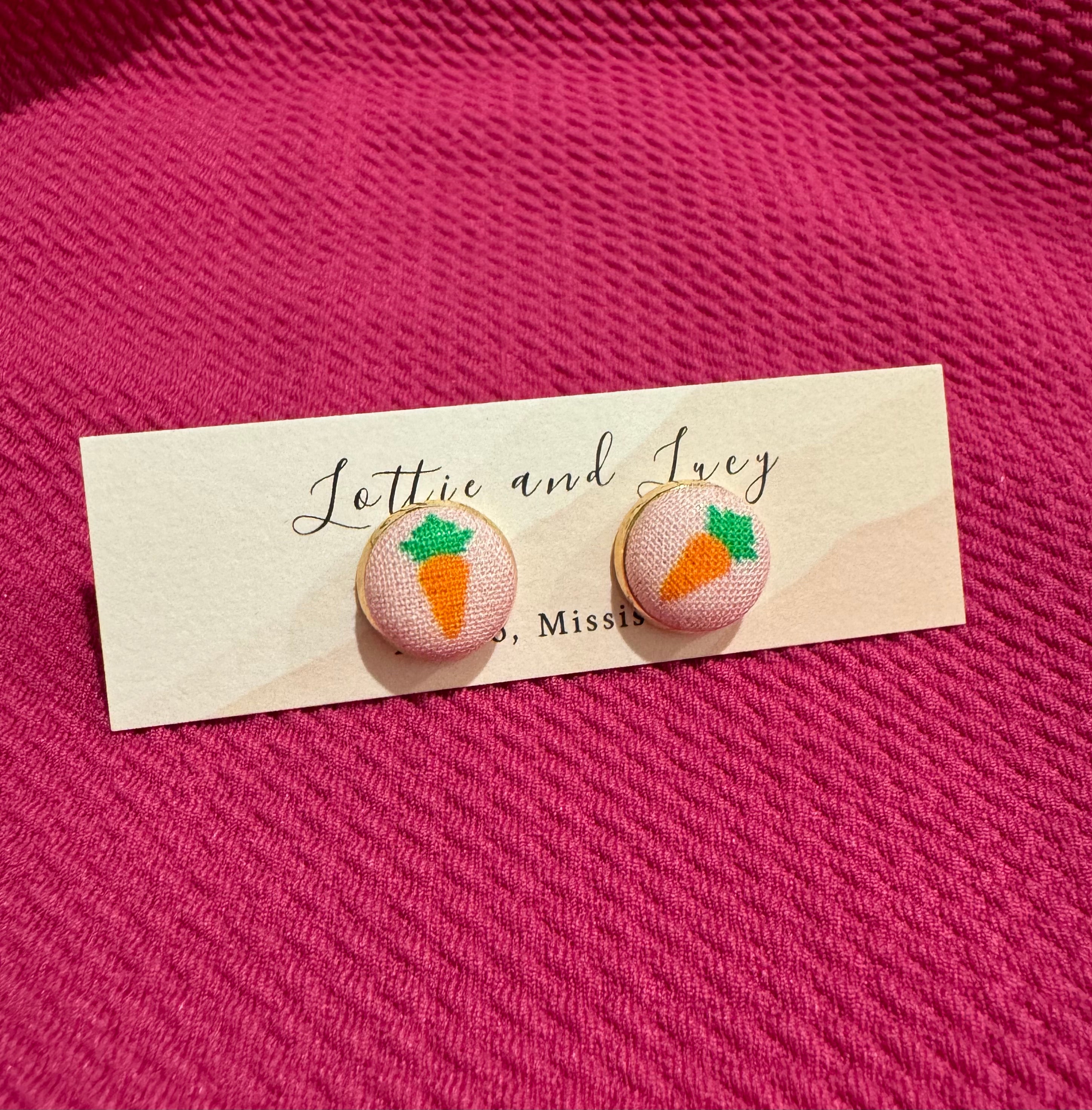 Carrot button earrings