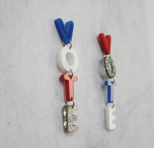 Red, White, Blue VOTE earrings