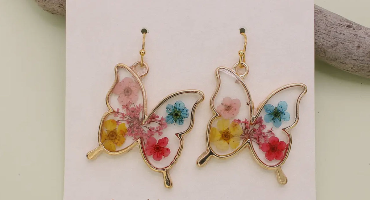 Pressed Flower Butterfly earrings