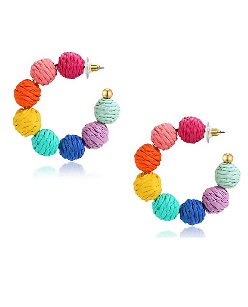 Rainbow Rattan hoops