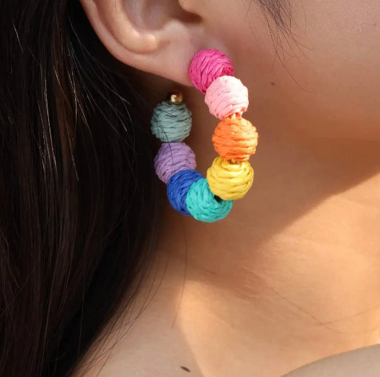 Rainbow Rattan hoops