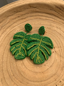 Monstera plant earrings