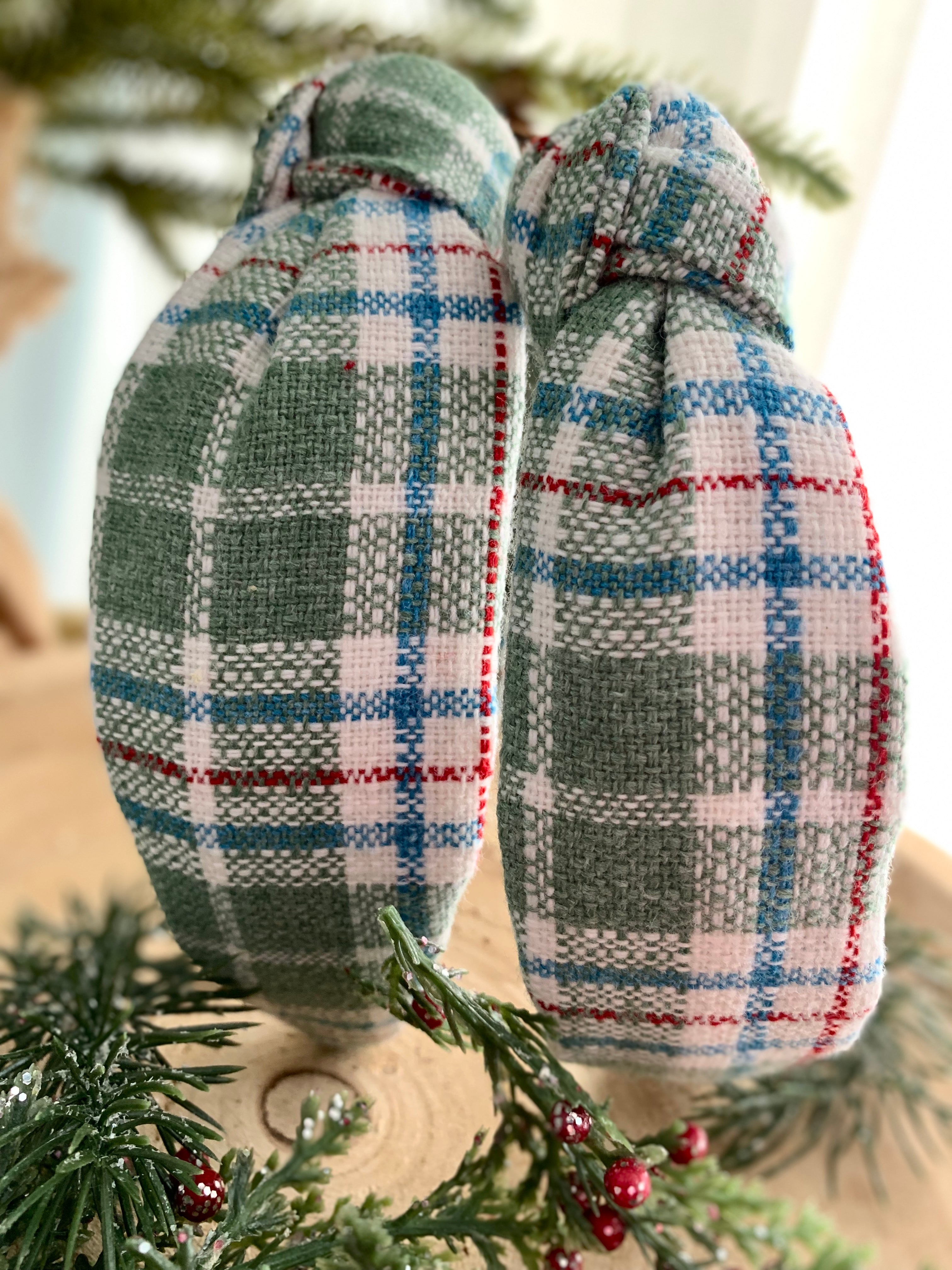 Green plaid headband