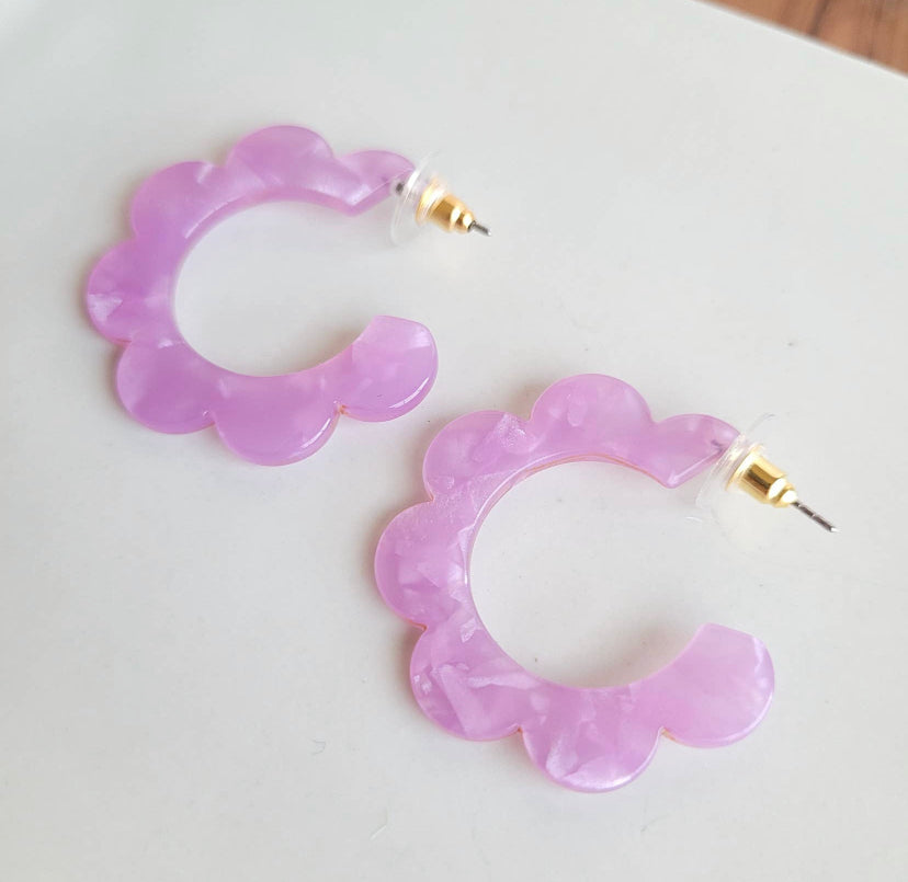 Purple Scalloped Hoops