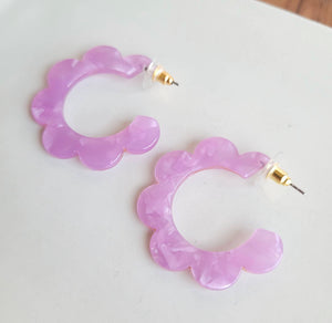 Purple Scalloped Hoops