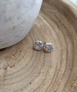 Marble Hexagon Studs