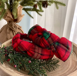Red plaid knotted headband