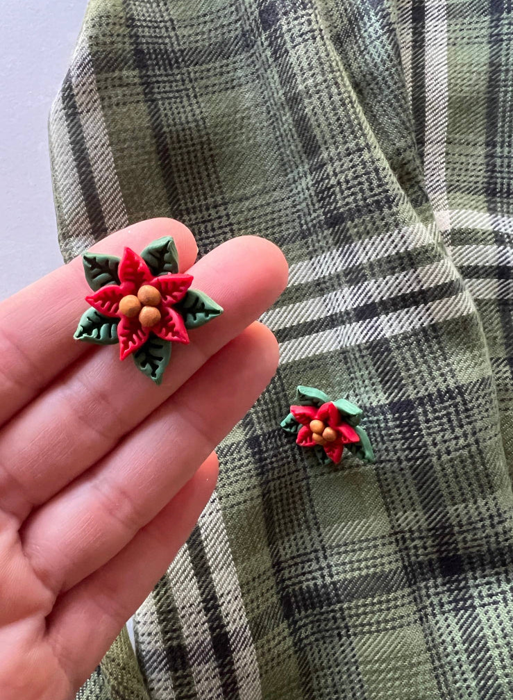 Poinsettia stud earrings