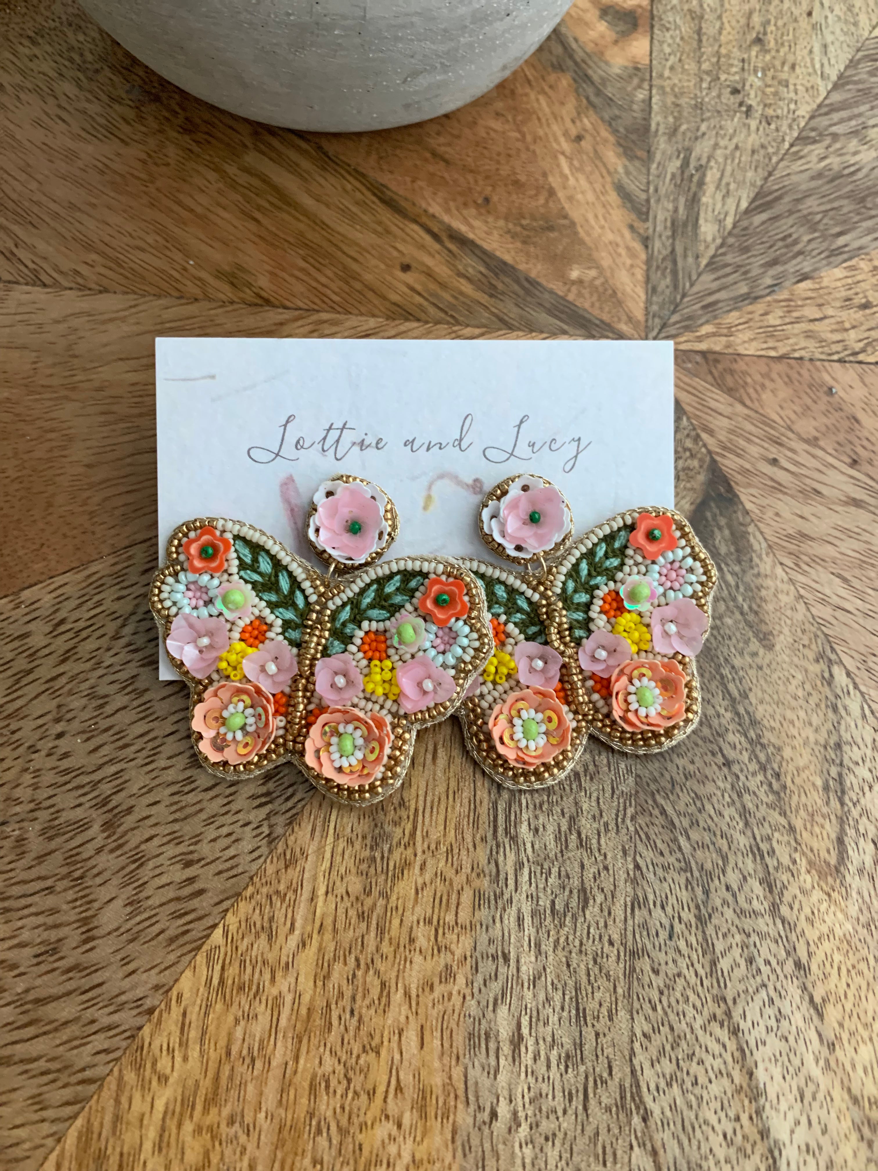 Beaded butterfly earrings