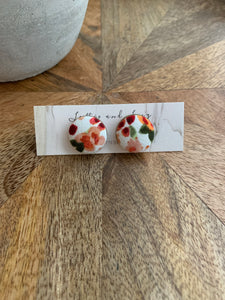 Fall floral button stud earrings