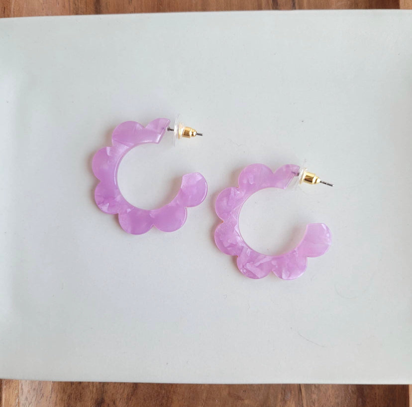 Purple Scalloped Hoops