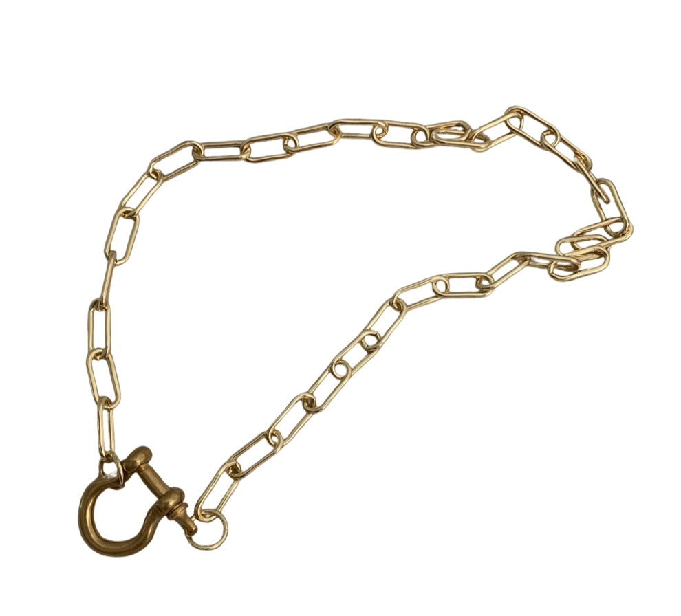 Gold Horseshoe Lock necklace lottieandlucy