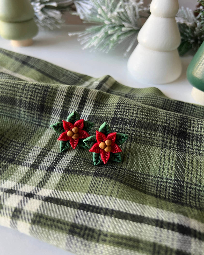 Poinsettia stud earrings