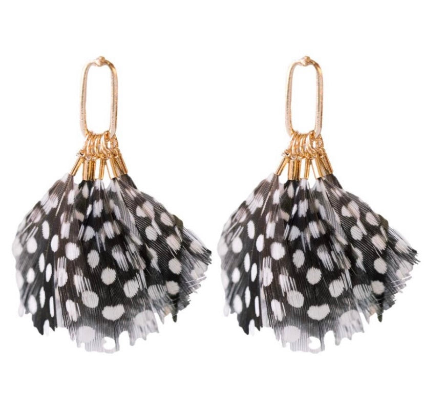 Polka Dot Feather earrings