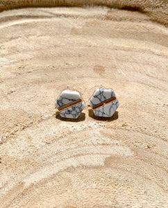 Marble Hexagon Studs