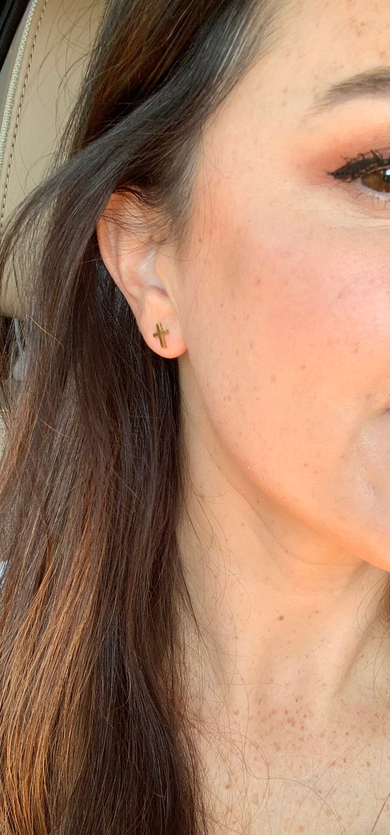 Tiny 2025 cross earrings